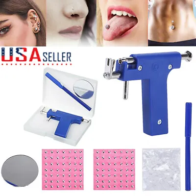 $9.90 • Buy Professional Ear Piercing Gun Body Nose Navel Tool Kit Jewelry With 98 Studs DIY