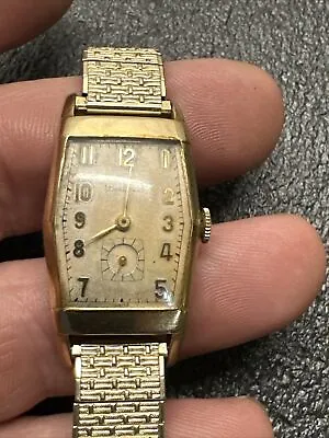 Vintage Goldfilled Tank Style Mead Boulevard Vintage Watch Running • $34