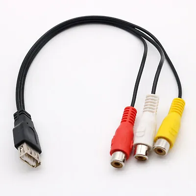 1x 3RCA Female To USB 2.0 A Female Video Audio AV Composite Adapter Cable 25cm • $2.29