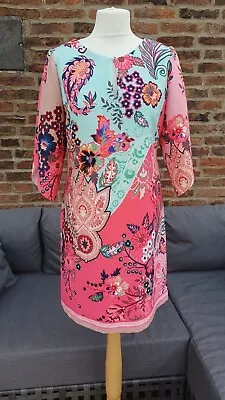 Neq! £99 60s Style Pyschadelic Shift Dress Size Uk14 Pink Turquoise R.O.B Browns • £19.99