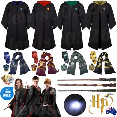 $15.43 • Buy Harry Potter Gryffindor Ravenclaw Slytherin Robe Cloak Tie Scarf Wand Costume AU