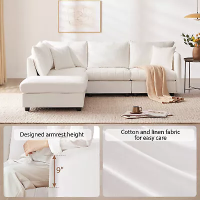 Modern Vertical Stripes 5-Seat L-Shape Sectional Sofa With Convertible Ottoman • $766.61