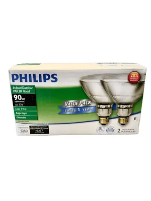 Philips 90W PAR38 Flood Indoor/Outdoor Dimmable Bright Light 2 Bulbs • $28.55