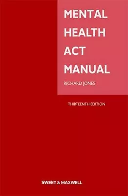 Mental Health Act Manual By Jones Richard Paperback Book The Cheap Fast Free • £3.49