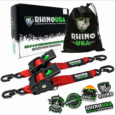 Rhino USA TD-RSRE2X10-RED-R Retractable Ratchet Straps Red 2 In. X 10 Ft. • $72.74