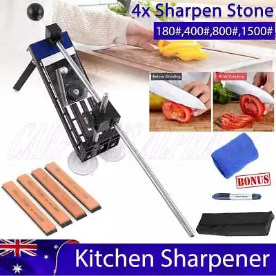 Professional Knife Sharpener Fix Angle Kitchen Sharpening System 4 Stones Set AU • $22.69