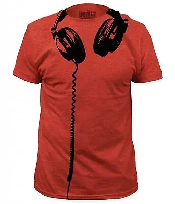 £21.93 • Buy Adult Heather Red Music DJ Artist Headphones Around Neck T-Shirt Tee