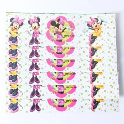 12 Pcs Set Minnie Mouse Water Bottle Labels Kids Birthday Party Supplies • $5.49