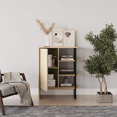 60cm Wood Steel Living Room 1 Door Bedside Cabinet Shelf Shelving Bookcase Unit • £34.99