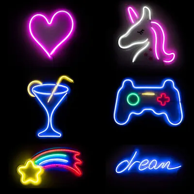 Neon Wall Lights LED Signs Party Kids Decoration Home Décor Bedroom Hanging Lamp • £16.99