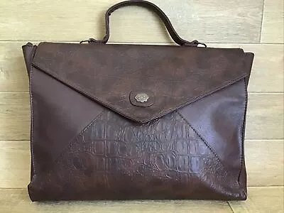 Vintage Alligator Soft Leather Briefcase Laptop Satchel Style Bag Made By Lonsac • £45