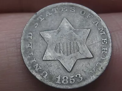 1853 Three 3 Cent Silver Trime- Fine Details • $39.99