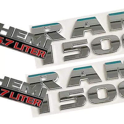 4X Chrome 3D Raised Emblems Letters Badges Fit For RAM 1500 HEMI 5.7LITER Models • $35.99