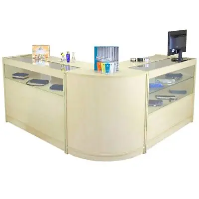 £499.99 • Buy Retail Counters Shop Display Cabinet Showcase Glass Storage Maple Shelves Leo