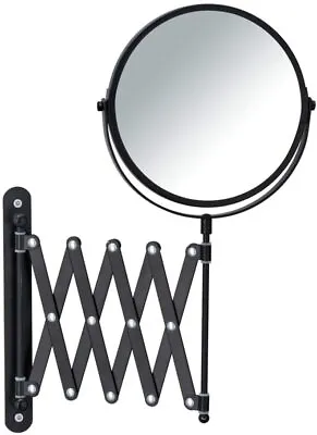 Wenko Black Cosmetic Extending Wall Mirror Make Up Shaving 24100100 • £28.95
