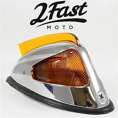 2FastMoto Fender Marker Light With Fin Chrome/Amber  25-5138 • $29.37