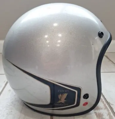 Vintage Arthur Fulmer Falcon Motorcycle Helmet Metal Flake Silver Size Medium • $89.99