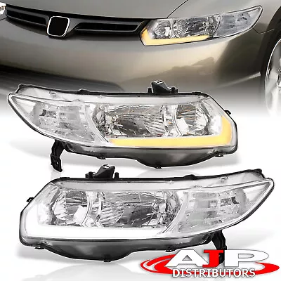 Chrome OE Style Head Lights Lamps + LED DRL Signal For 2006-2011 Honda Civic FG2 • $194.99