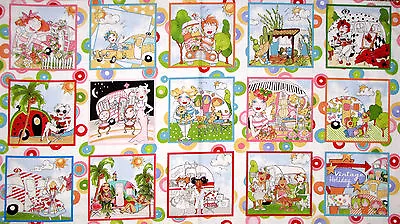 Loralie Vintage Holiday Camper Camping RV Scenes Cotton Fabric 24 X44  Panel • $10.85