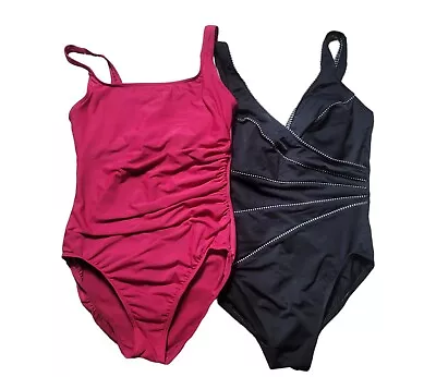 Lot Of 2 MIRACLESUIT Pink And Black  One Piece Sz 10 • $29.98