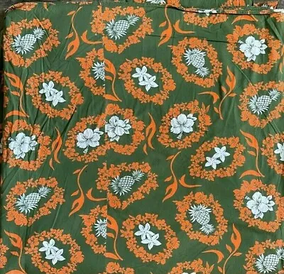 Vintage Mid Century Modern Hawaiian Pineapple Fabric Bedsheet 103  X 104.5  • $20