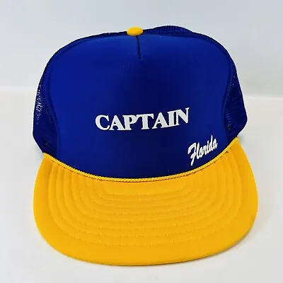 Vintage Mesh Foam Captain Florida Purple Yellow Trucker Snapback Hat Cap • $27.54