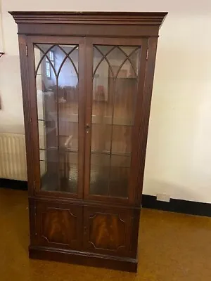 £250 • Buy Vintage Tall Gothic China Mahogany Display Cabinet 2 Door