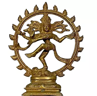 Vintage Brass Shiva Nataraja Lord Of Dance Hindu Goddess Statue Figurine 6  • $47.59