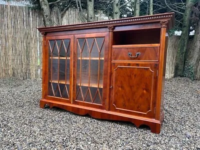 Yew Antique Reproduction Traditional Narrow Hall Sideboard Cabinet Bookcase • £120