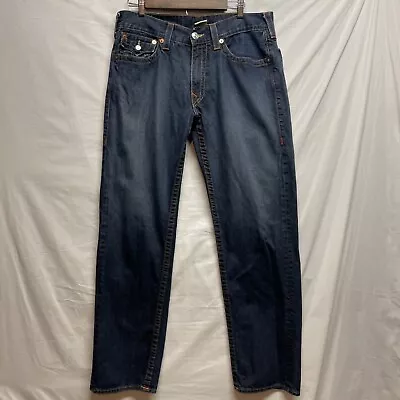 True Religion Jeans Relaxed Straight Leg Men’s Size 34 Flap Pocket Blue Denim • $40