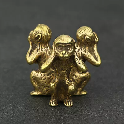 Solid Brass Monkey Figurine Statue Home Ornaments Animal Figurines Gift HOT • $13.56