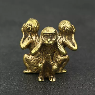 Solid Brass Monkey Figurine Statue Home Ornaments Animal Figurines Gift • $14.79