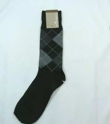 Men's Florsheim Dress Casual Black Gray Argyle Crew Socks Shoe Size 6 -12.5 • $9.84