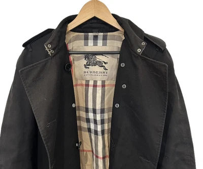 £120 • Buy Women's BURBERRY Trench Coat Jacket Size UK 14 Black Nova Check RRP £1069