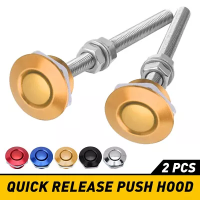 Quick Release Push Button Hood Pins Bonnet Lock Clip Latch Bumper Golden Color 2 • $8.79