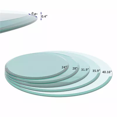 $52.58 • Buy 24 -32  Inch Round Tempered Glass Table Top 3/8'' Thick Beveled Polished Edge
