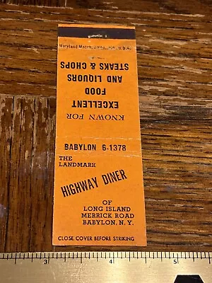 Vintage Babylon NY Long Island Advertising Matchbook Highway DINER • $7.65