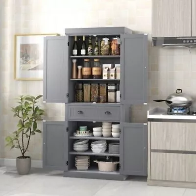Tall Kitchen Larder Cupboard Pantry Cabinet Storage UnitShelves Grey Utility CHF • £227.99