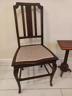 Mahogany Dining Chair Fabric Seat Arts & Crafts Postage Available • £17