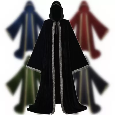 Men's Medieval Cloak With Hood Vampire Ghost Wizard Halloween Women's Cloak • £31.19