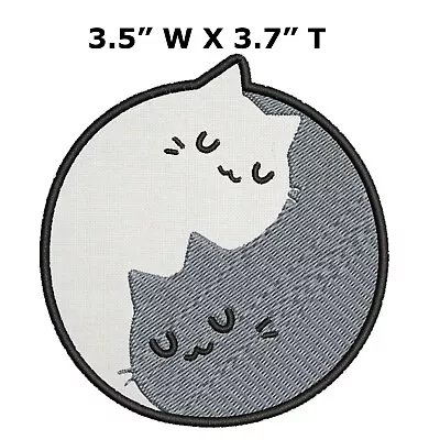 Yin Yang Cats Biker Tattoo Sew Embroidered Applique Iron-on Patch S-1400 • $4.87