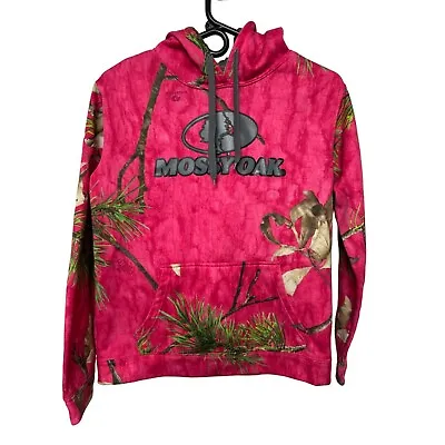 Mossy Oak Bright PINK Camouflage CAMO Hoodie Sweatshirt Women’s Small • $12