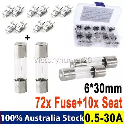 $8.99 • Buy 72Pcs/set Glass Fuse 6mm X 30mm Fast Blow 250V / Select From 0.5A To 30A Amp