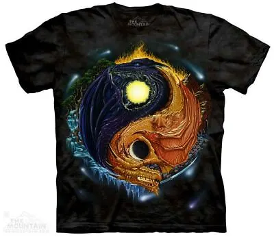 Yin Yang Dragon Sun Moon Legendary Magical The Mountain Cotton T-Shirt S-3X • $33.96