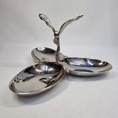 Carmel Ceramica Olive Serving Dish Oliveira  Tripple Server Silver Tone  • £28.99