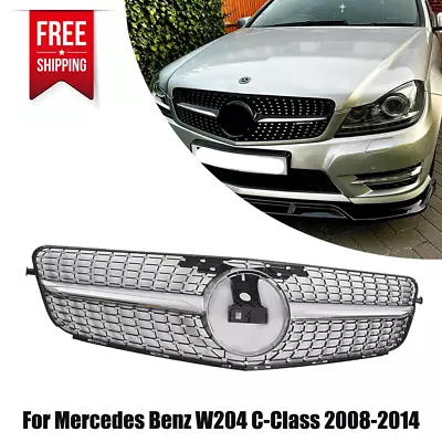 Diamond Front Grille Chrome Grill For Mercedes C-Class W204 Sedan 2008-2014 C300 • $52.36