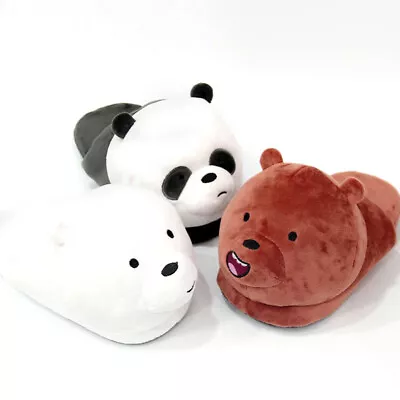 We Bare Bears Panda Grizzly Winter Half Pack Bedroom Slippers Women Man Shoes • $21.34