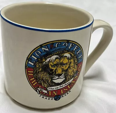 Lion Coffee Hawaii Mug Cup Ceramic 12 Oz Wide Mouth 3 3/4” Hawaiian Island VGUC • $15.99