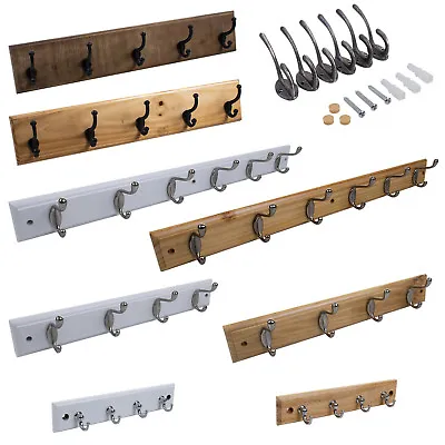 £5.99 • Buy 4/6 Hook Wall Mounted Coat Rack Hat Clothes Hanging Hanger Robe Holder Rail NEW