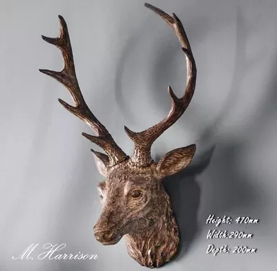 £34.99 • Buy Wall Mounted Rustic Brown Stag Deer Head Shabby Vintage Country Home Gift Figure